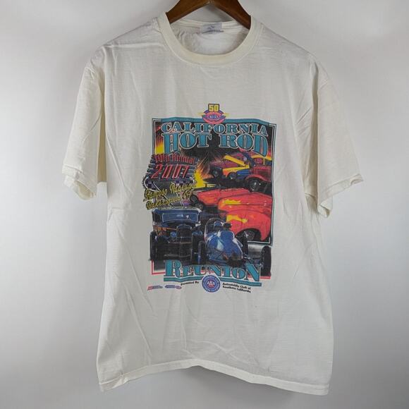 Jerzees Other - Vtg 2001 Mens Drag Racing Large T-Shirt POOR NHRA AAA 10th Hotrod Reunion Fomoso